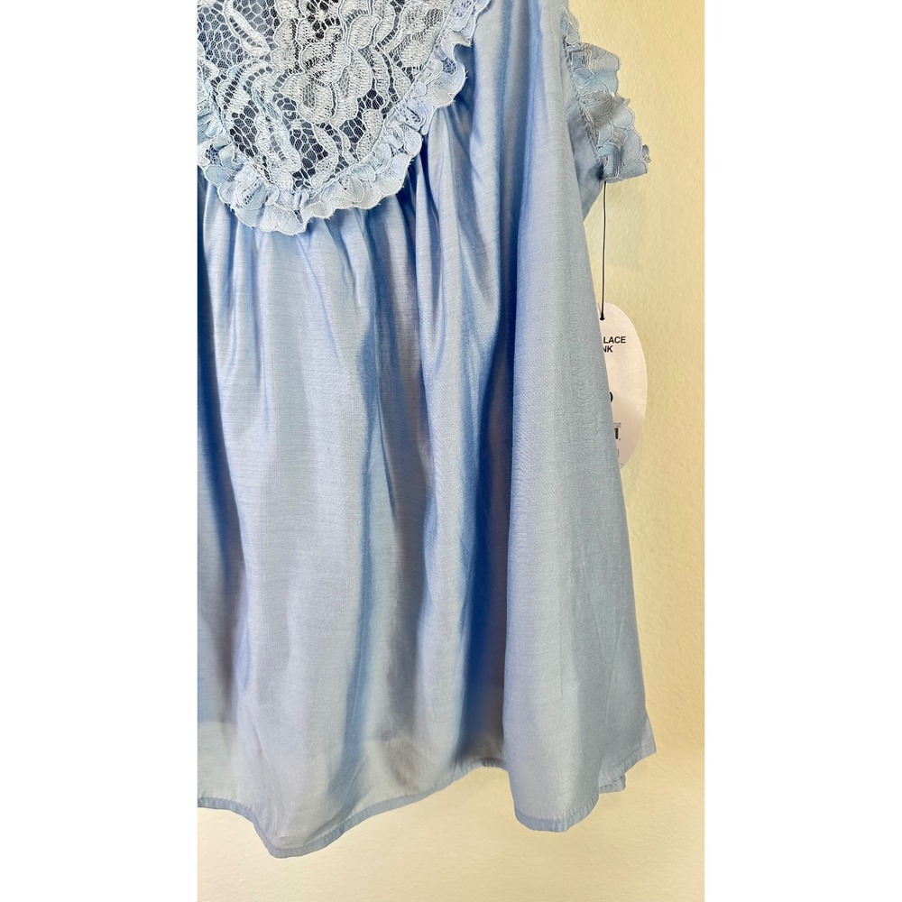 NWT Scoop Flowy Lace Tank Oversized S Blue Lace Trim Romantic Breezy Drape - Picture 8 of 12